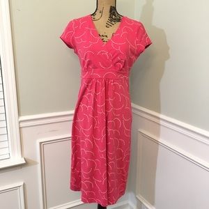 Boden Pink Faux wrap Casual Jersey dress mod print